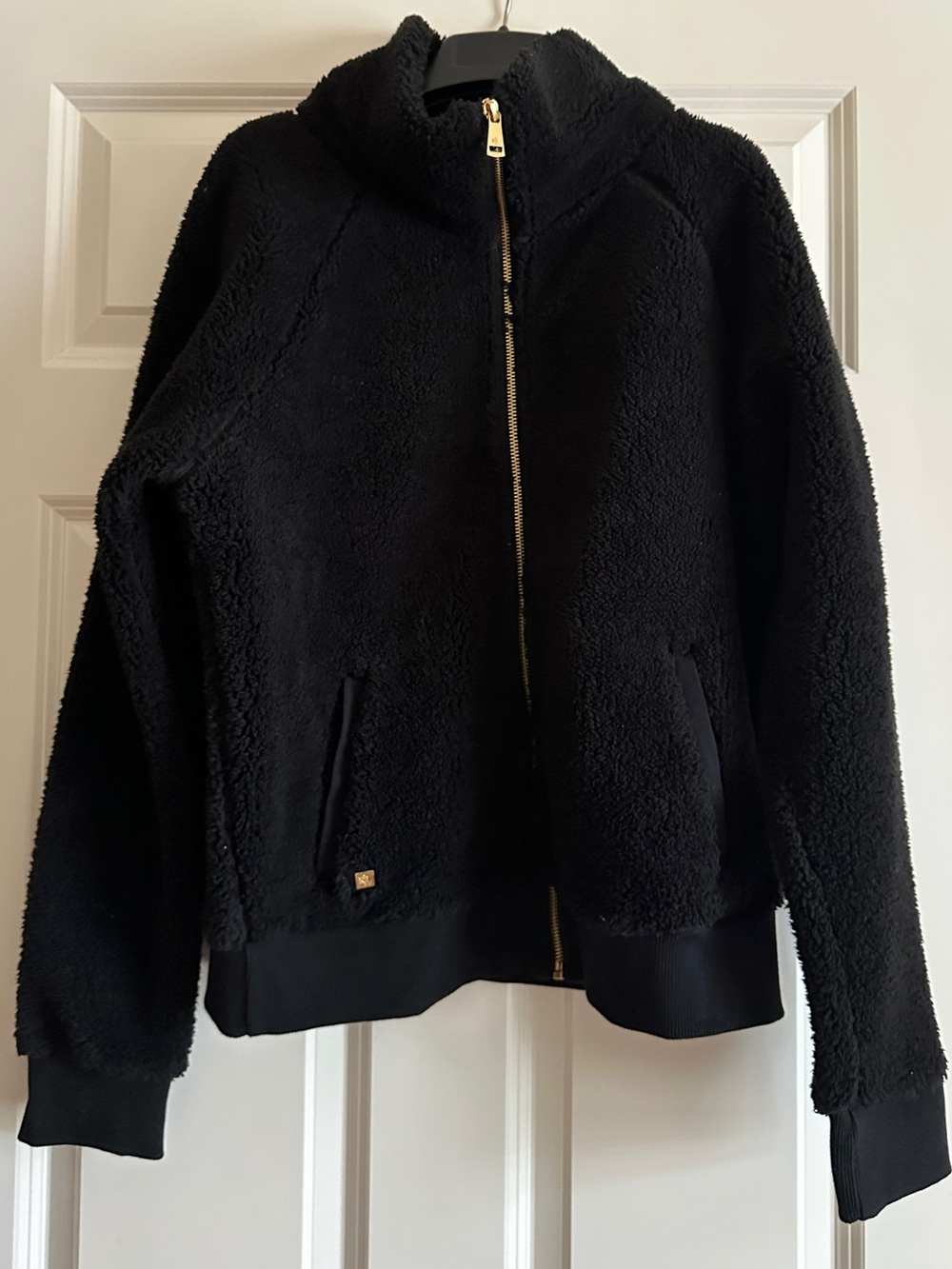 Lauren Ralph Lauren Black Teddy Jacket with Gold Zipper